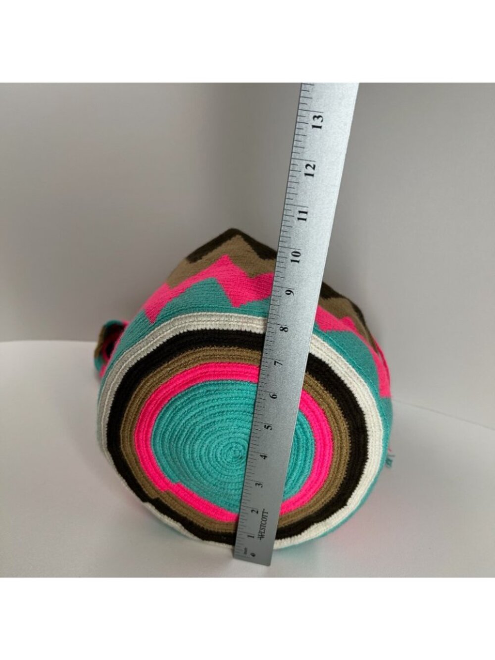 Wayuu Mochila Handwoven Bag Colombian Boho Crossbody Tassel Geometric Multicolor - Picture 11 of 12
